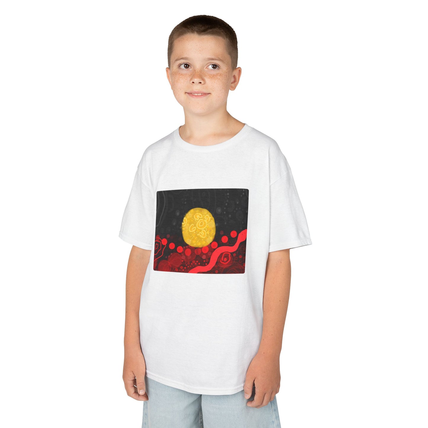Aboriginal Flag Artwork - Kids Heavy Cotton™ Tee (Rectangle)