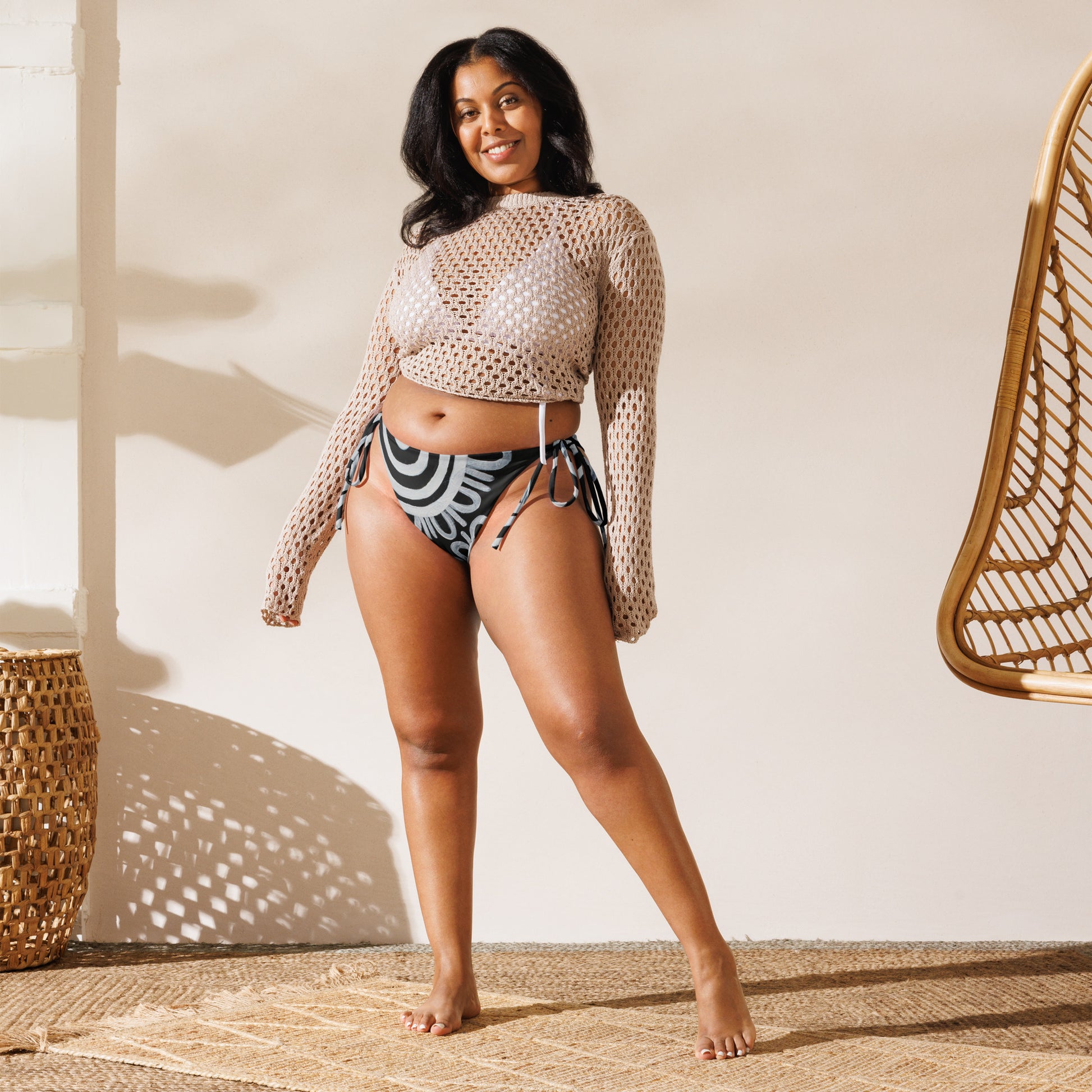 All-Over Print Recycled String Bikini Bottom