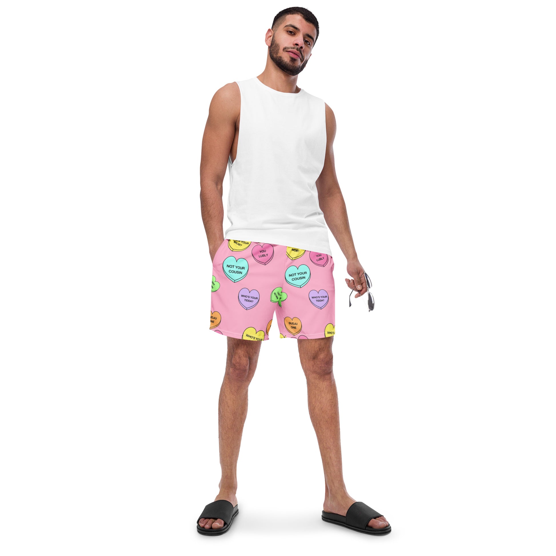 Men's swim trunks  (Candy Hearts) (Mob Only)
