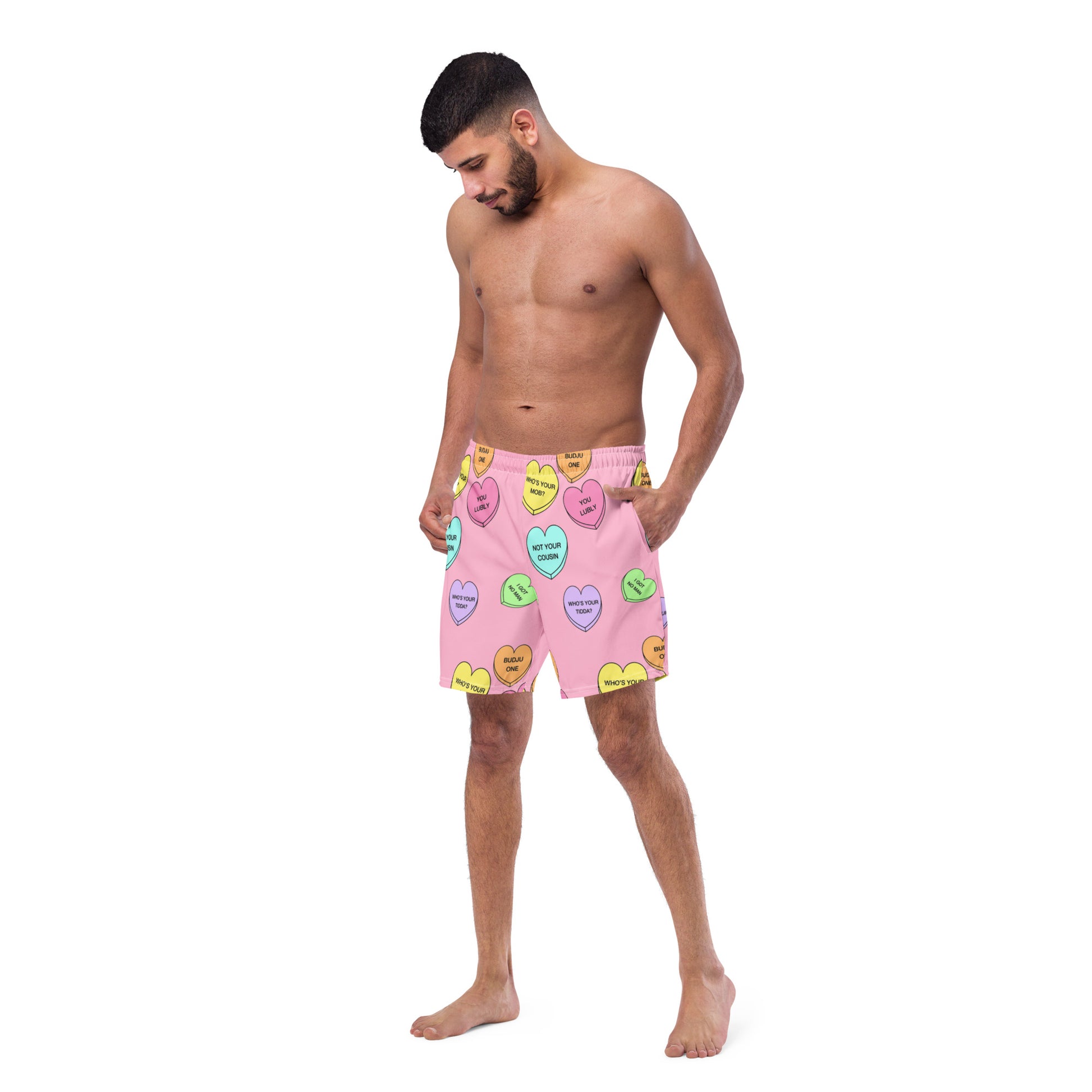 Men's swim trunks  (Candy Hearts) (Mob Only)