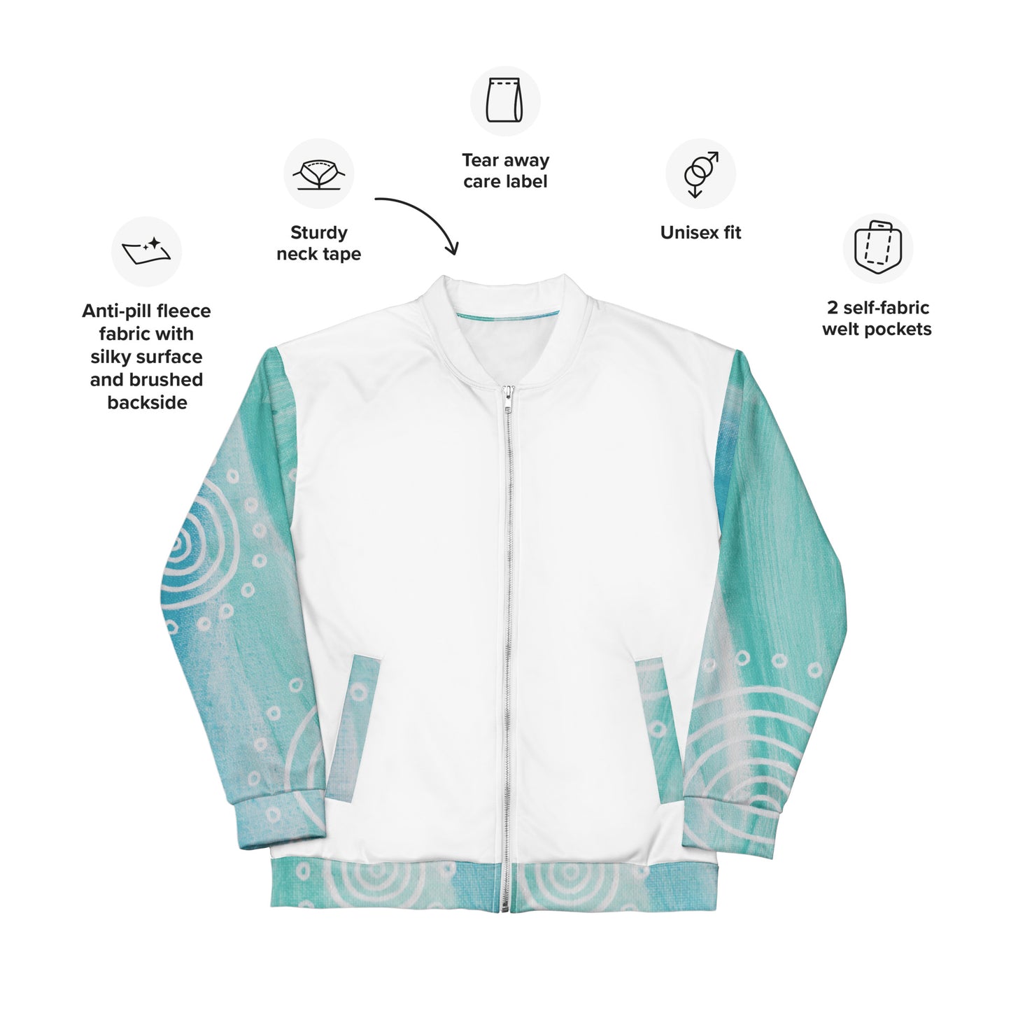 Unisex Bomber Jacket - Ebb & Flow x White