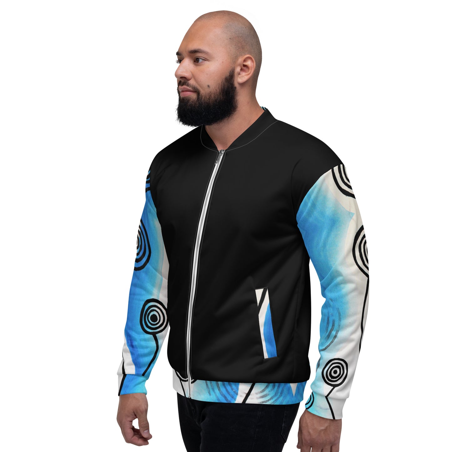 Unisex Bomber Jacket - Ocean x Black