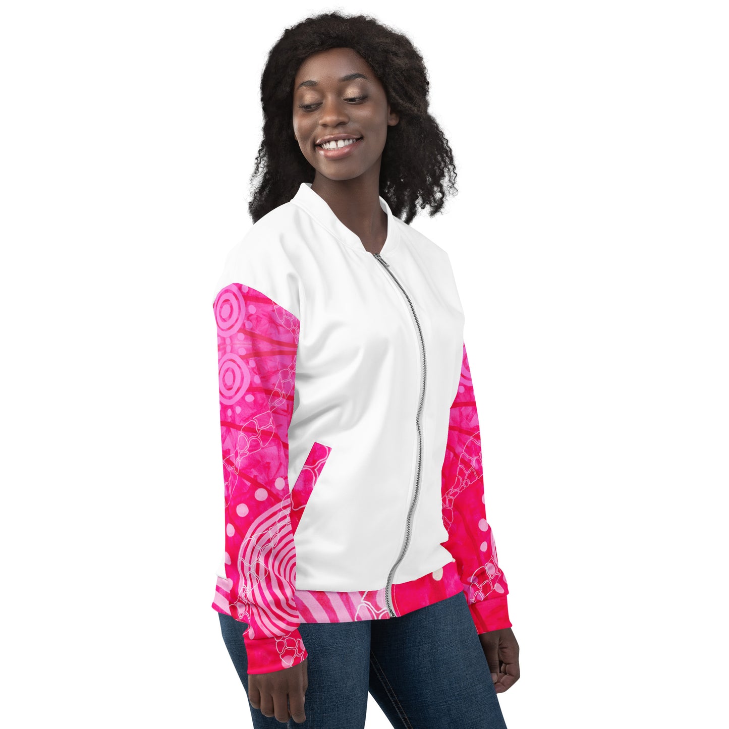 Unisex Bomber Jacket - Artwork 5 x White