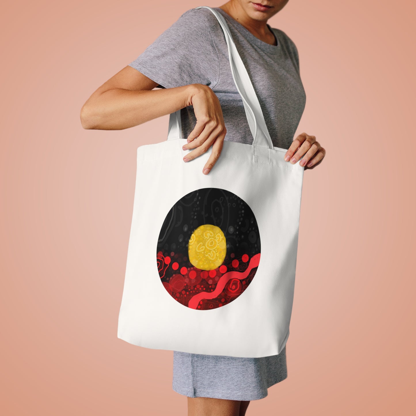 Aboriginal Flag Artwork- Cotton Tote (Circle)