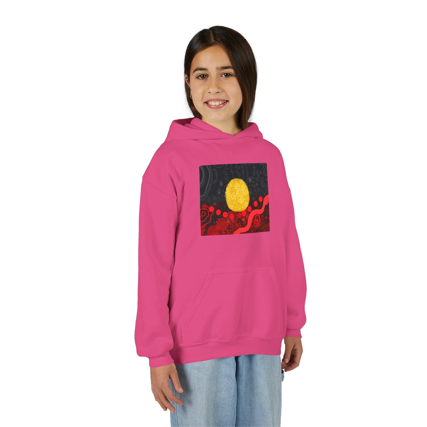 Aboriginal Flag Artwork - Kids Hoodie (Rectangle)