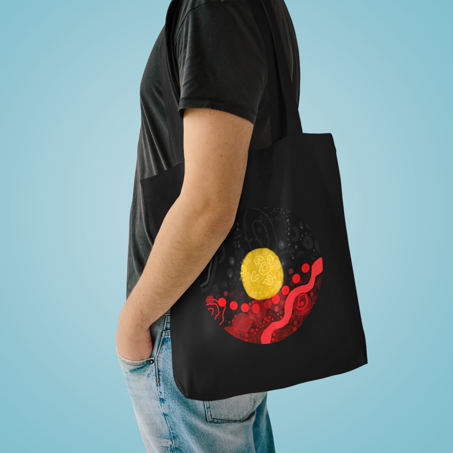Aboriginal Flag Artwork- Cotton Tote (Circle)