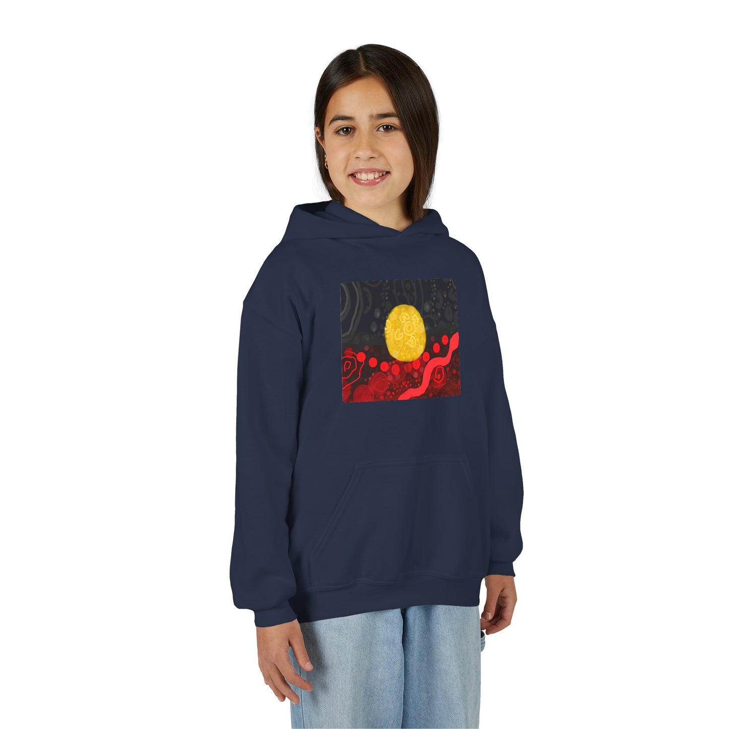 Aboriginal Flag Artwork - Kids Hoodie (Rectangle)