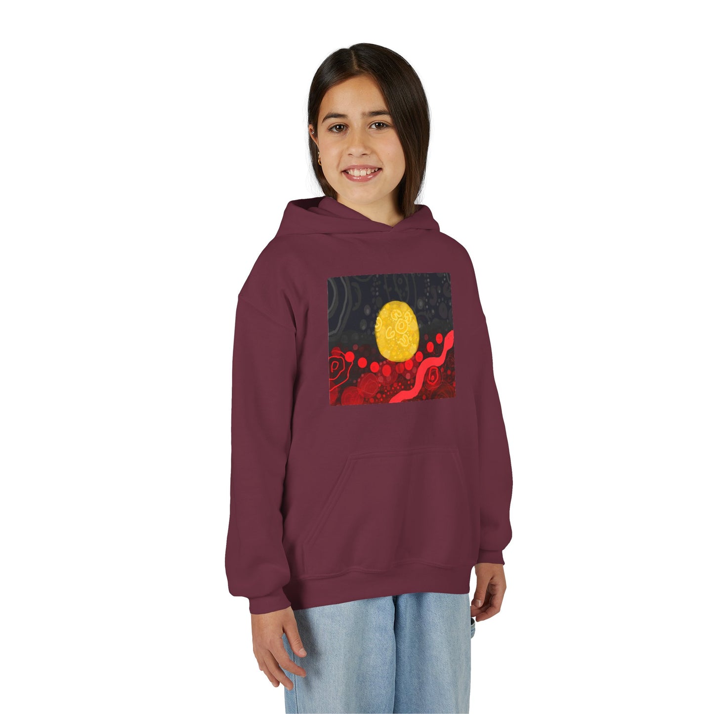 Aboriginal Flag Artwork - Kids Hoodie (Rectangle)