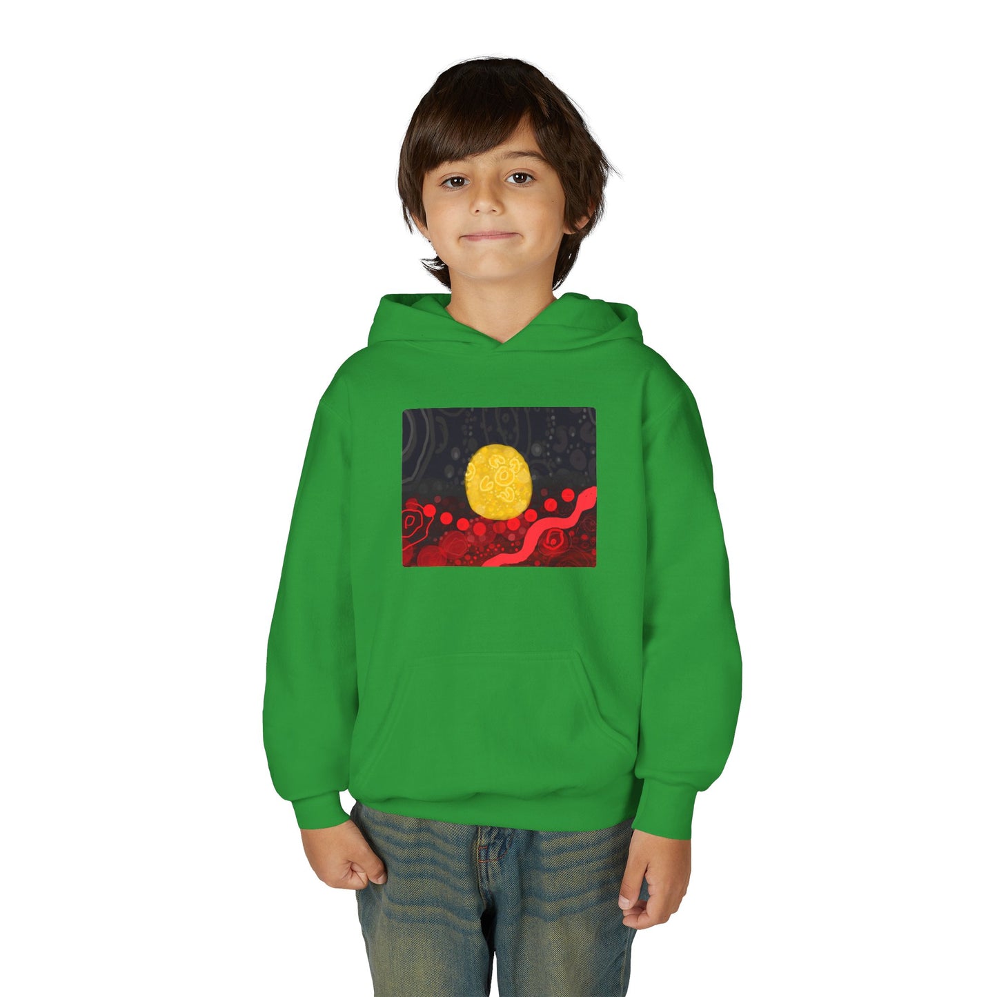 Aboriginal Flag Artwork - Kids Hoodie (Rectangle)