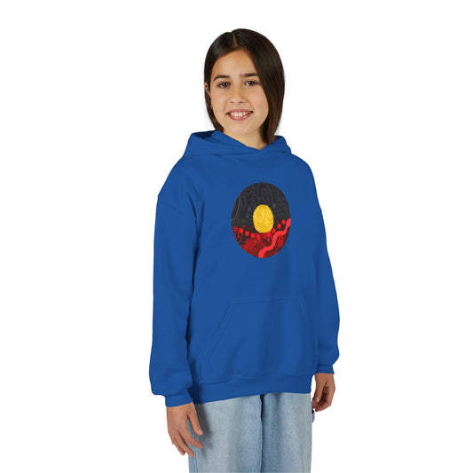 Aboriginal Flag Artwork - Kids Hoodie (Circle)