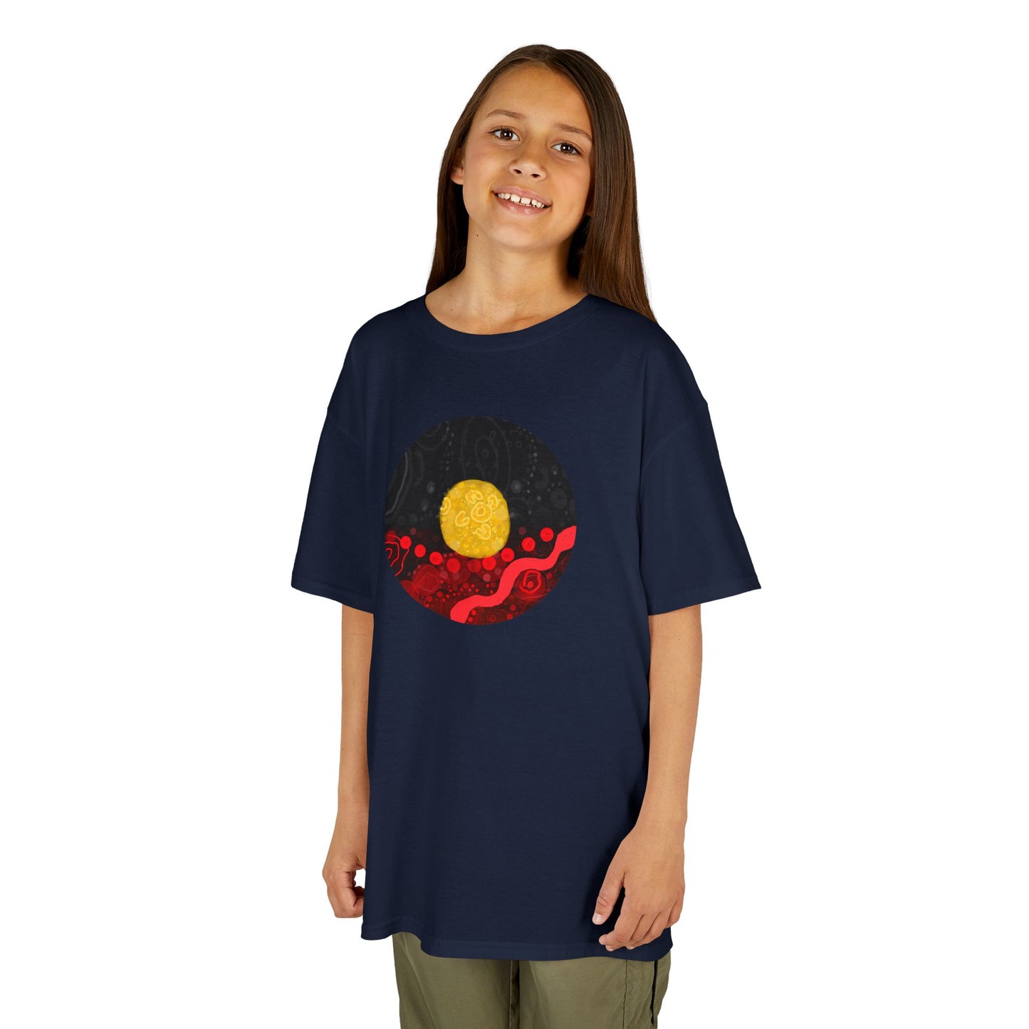 Aboriginal Flag Artwork - Kids Heavy Cotton™ Tee (Circle)