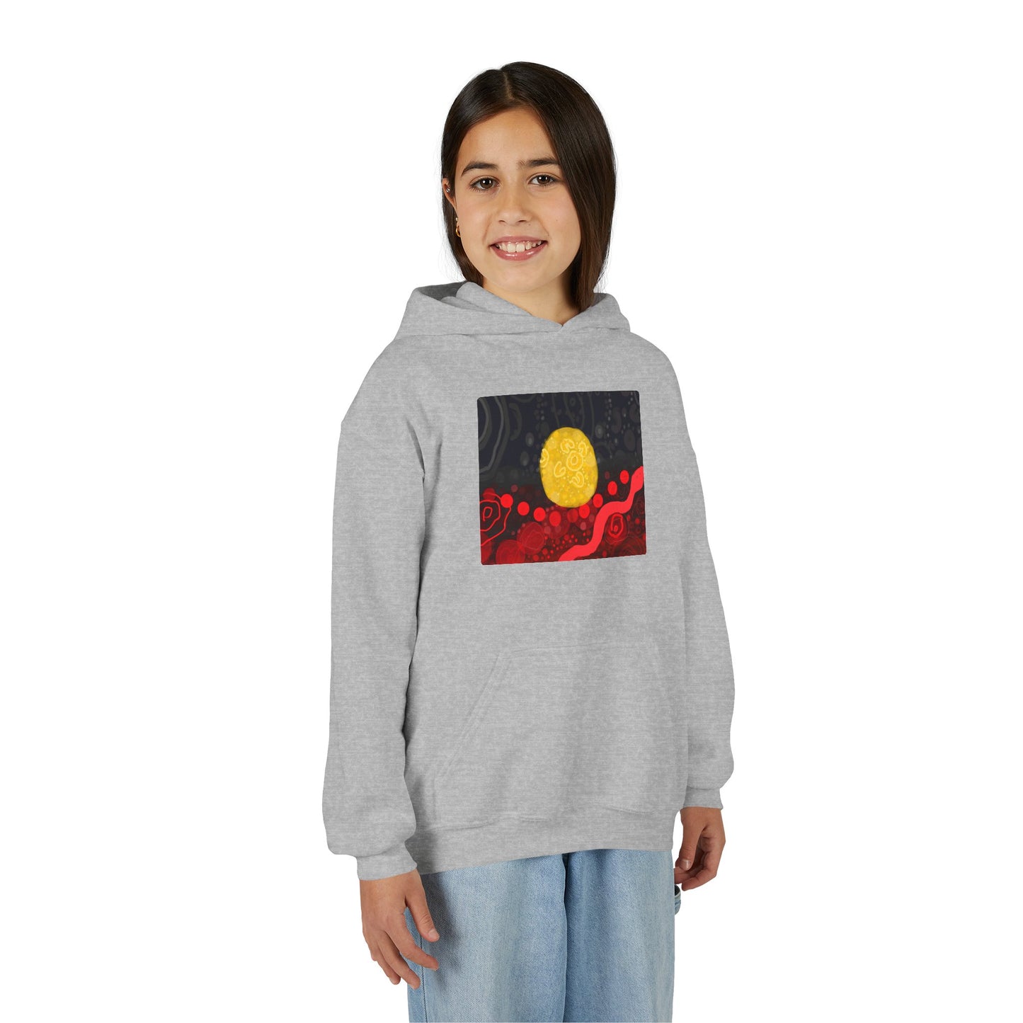 Aboriginal Flag Artwork - Kids Hoodie (Rectangle)