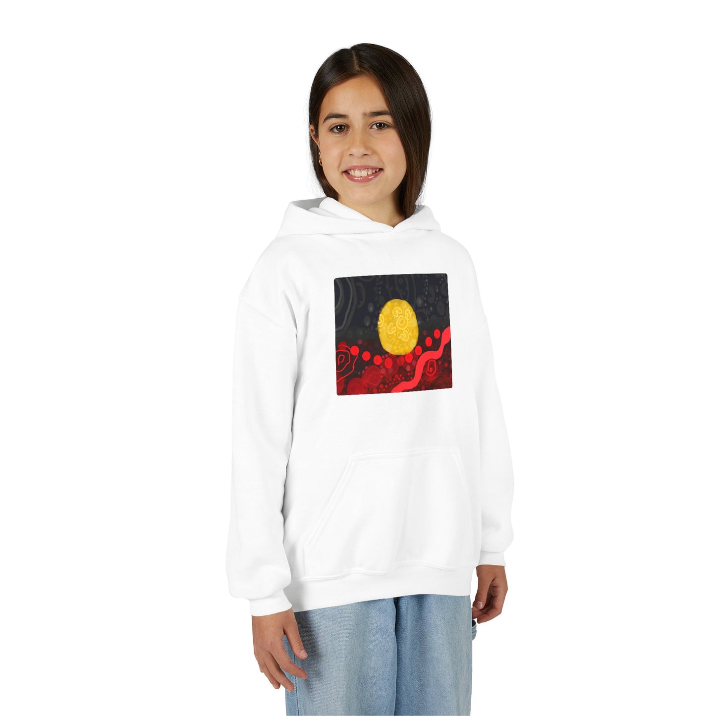 Aboriginal Flag Artwork - Kids Hoodie (Rectangle)