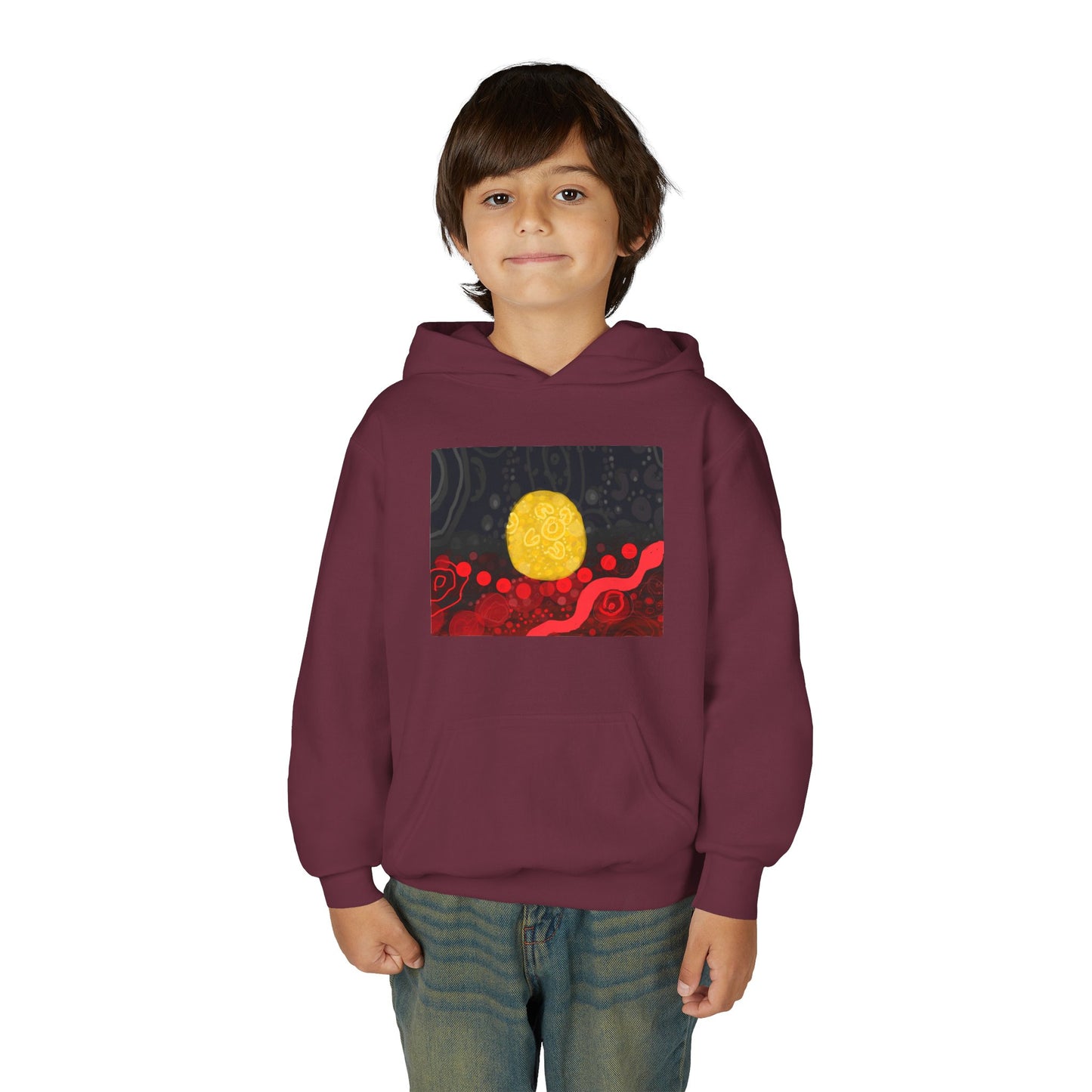 Aboriginal Flag Artwork - Kids Hoodie (Rectangle)