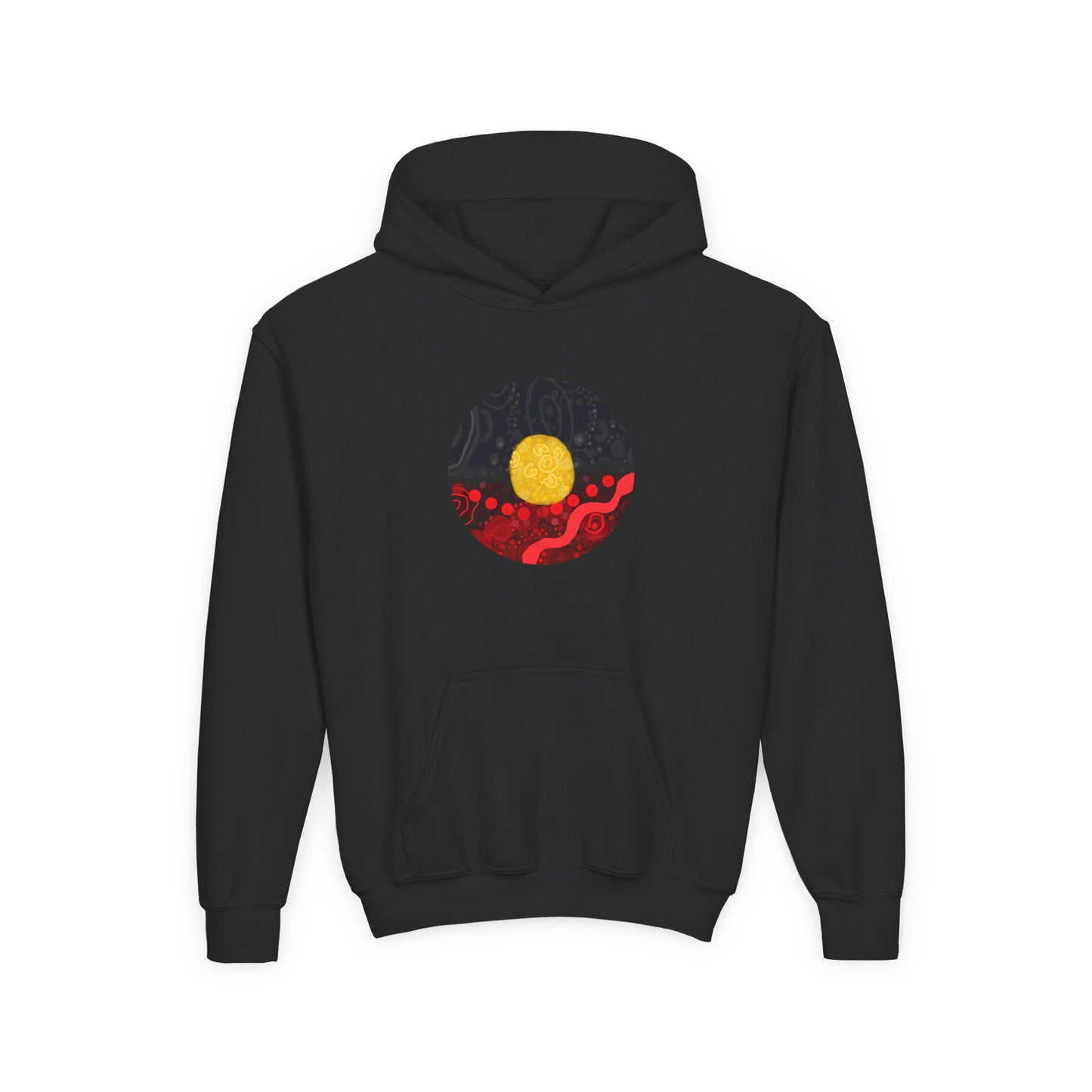 Aboriginal Flag Artwork - Kids Hoodie (Circle)