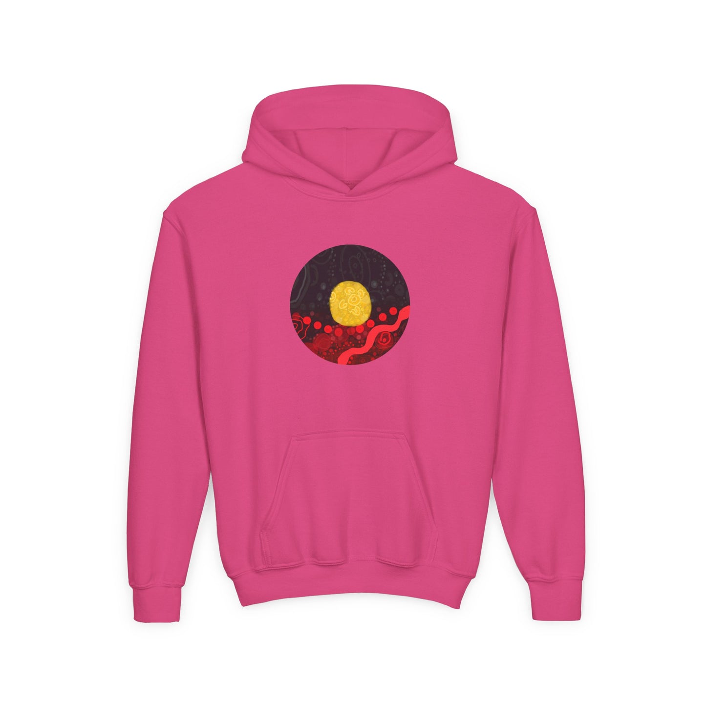 Aboriginal Flag Artwork - Kids Hoodie (Circle)