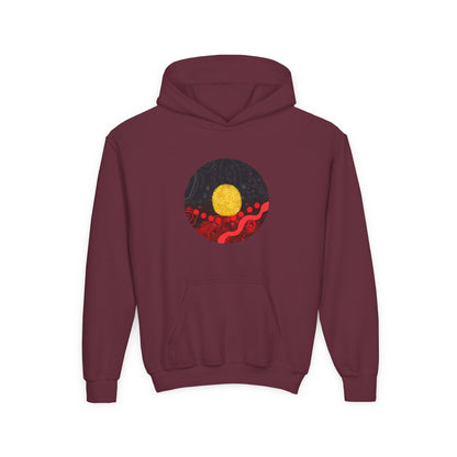 Aboriginal Flag Artwork - Kids Hoodie (Circle)