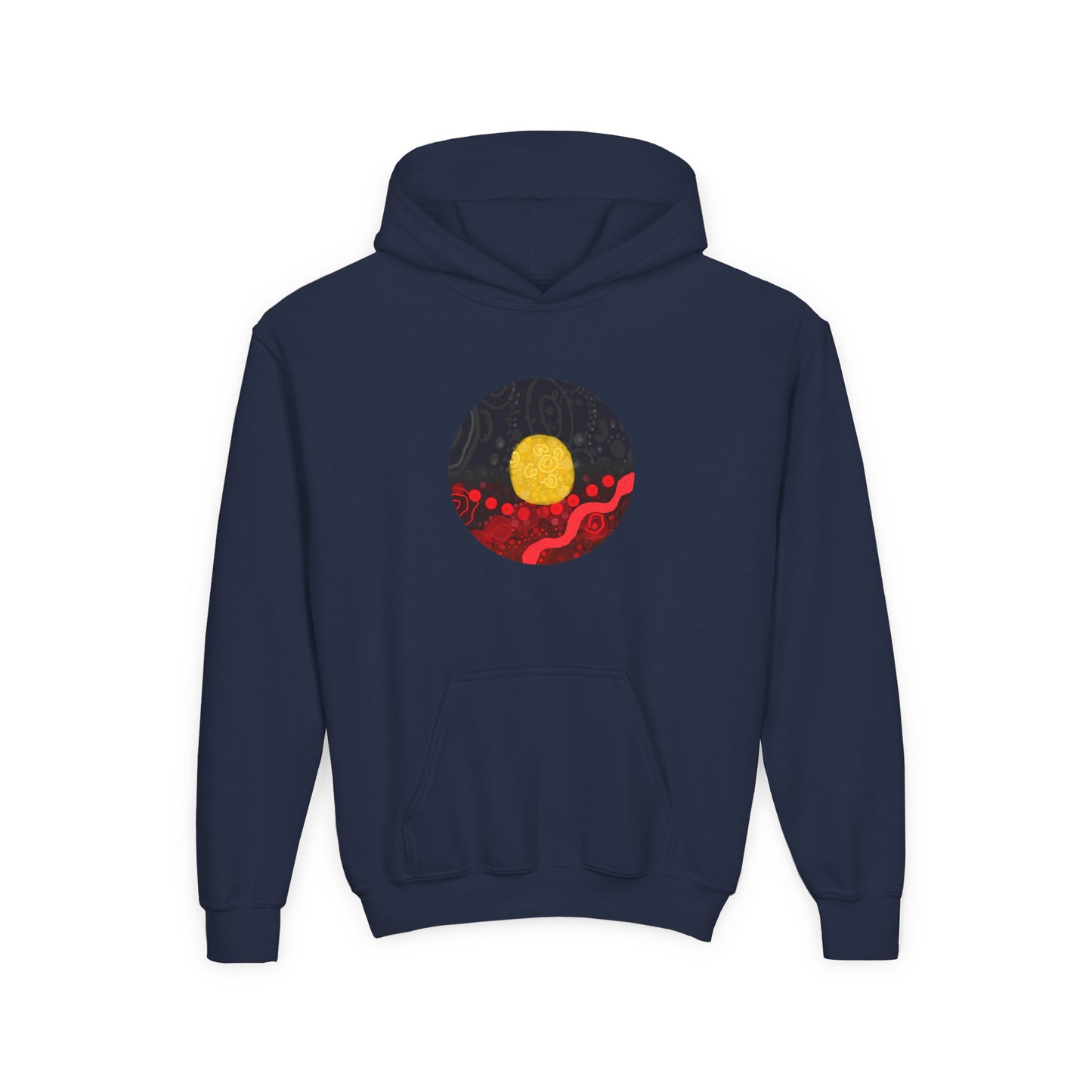 Aboriginal Flag Artwork - Kids Hoodie (Circle)