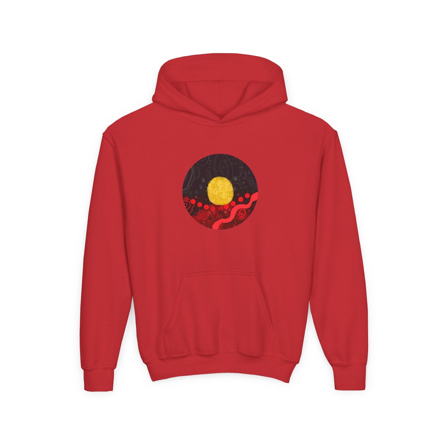 Aboriginal Flag Artwork - Kids Hoodie (Circle)