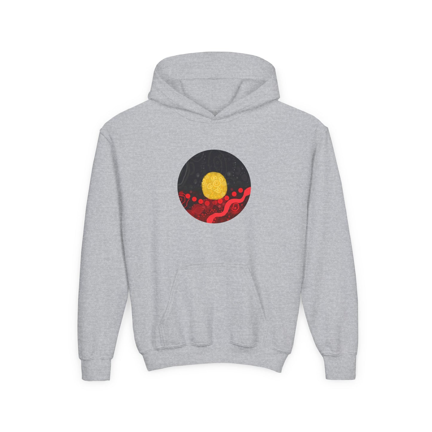 Aboriginal Flag Artwork - Kids Hoodie (Circle)