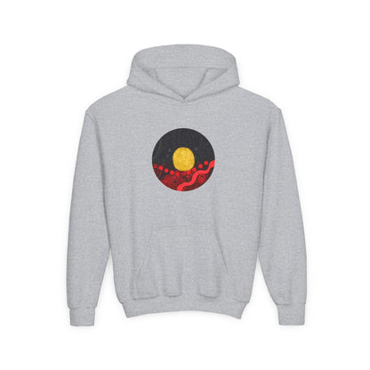 Aboriginal Flag Artwork - Kids Hoodie (Circle)