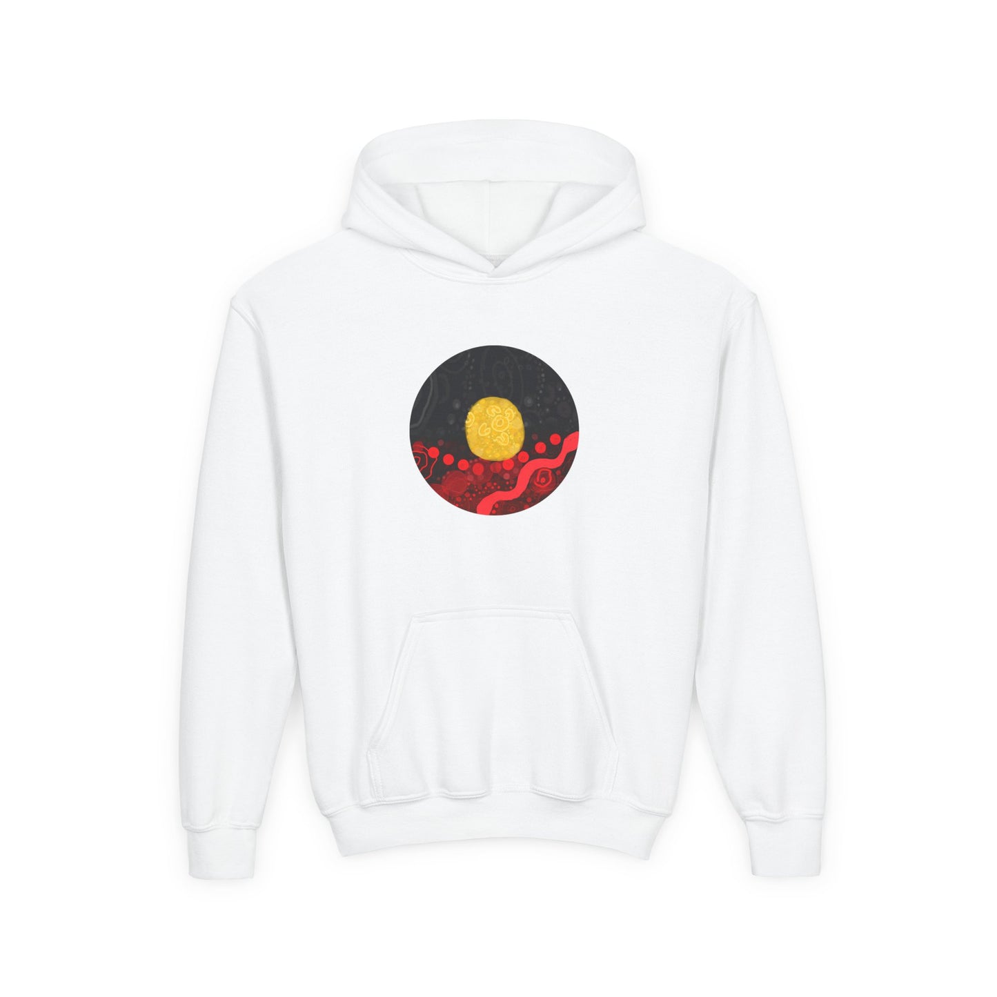 Aboriginal Flag Artwork - Kids Hoodie (Circle)
