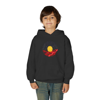 Aboriginal Flag Artwork - Kids Hoodie (Circle)
