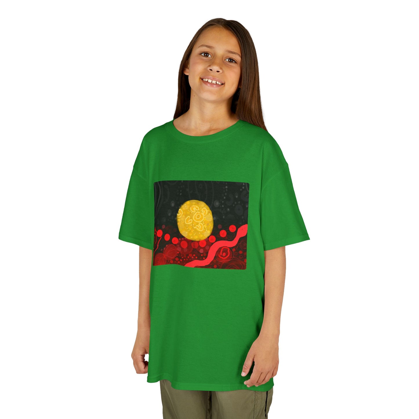 Aboriginal Flag Artwork - Kids Heavy Cotton™ Tee (Rectangle)