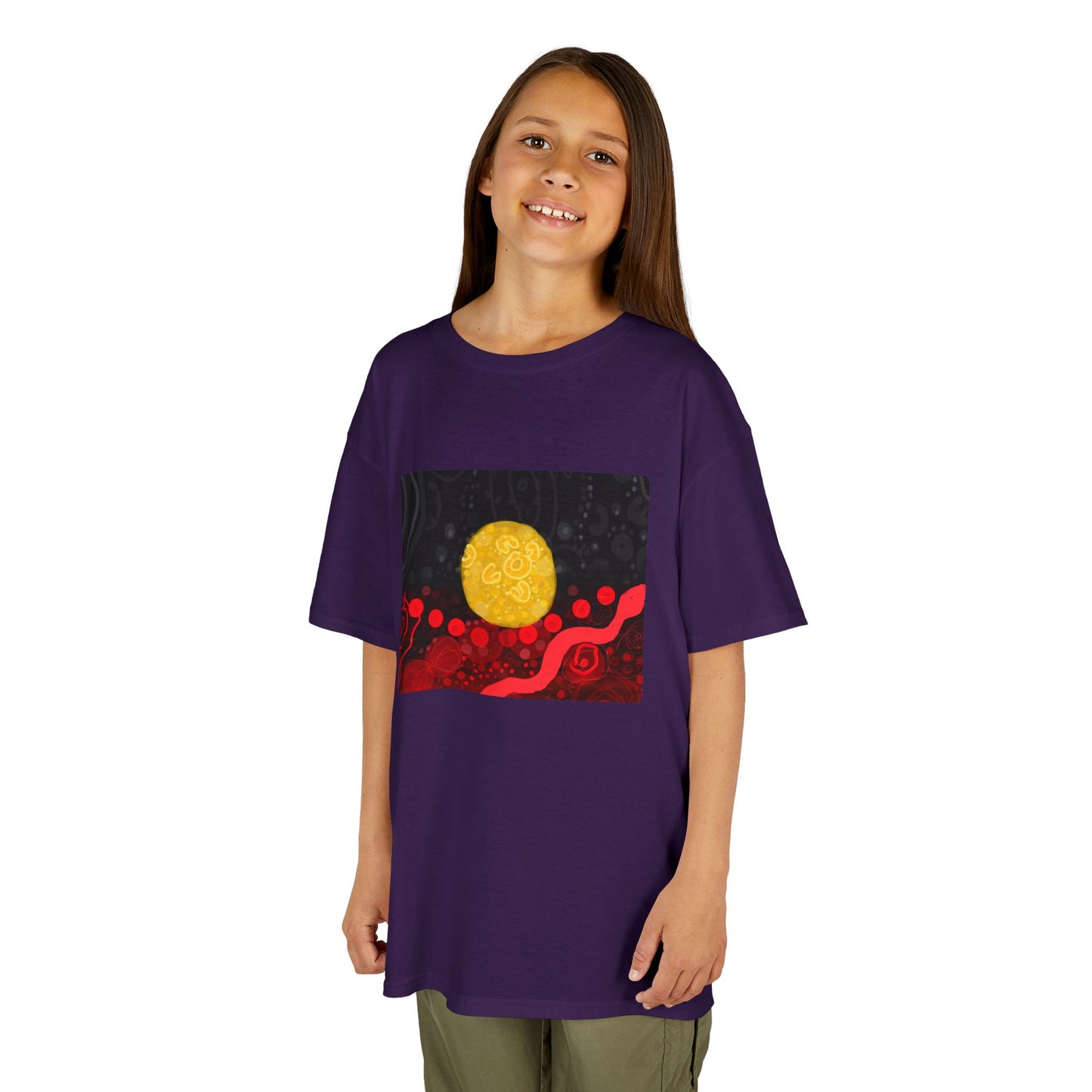 Aboriginal Flag Artwork - Kids Heavy Cotton™ Tee (Rectangle)