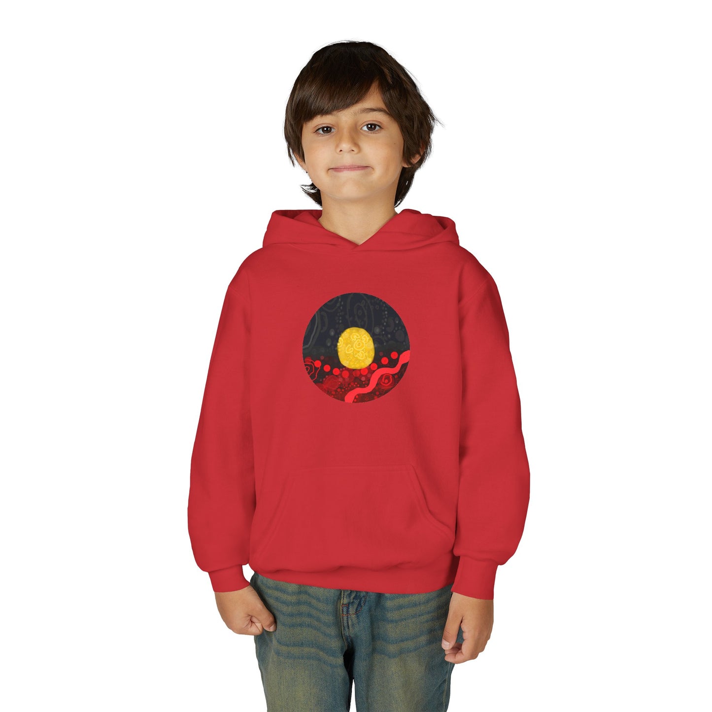 Aboriginal Flag Artwork - Kids Hoodie (Circle)