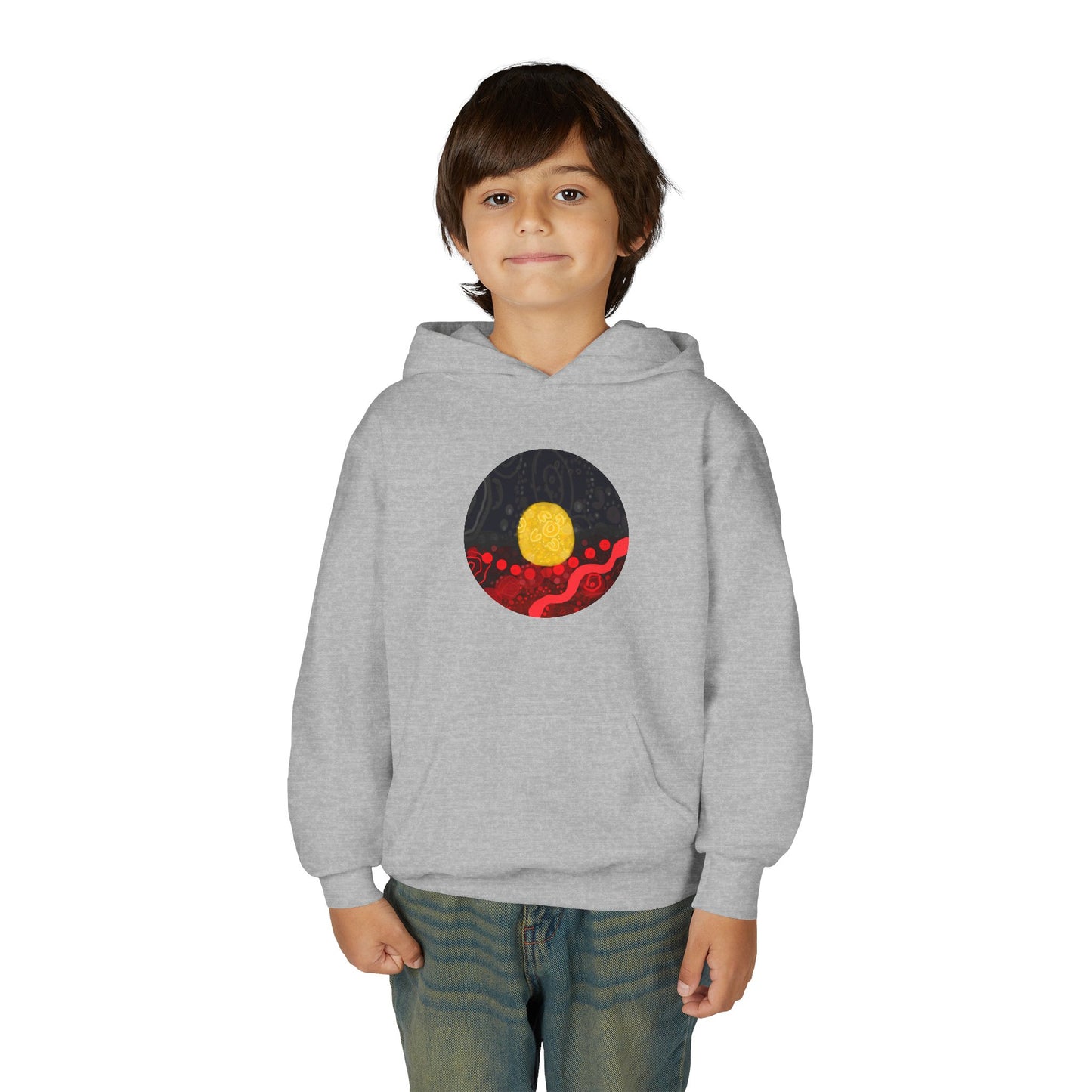 Aboriginal Flag Artwork - Kids Hoodie (Circle)