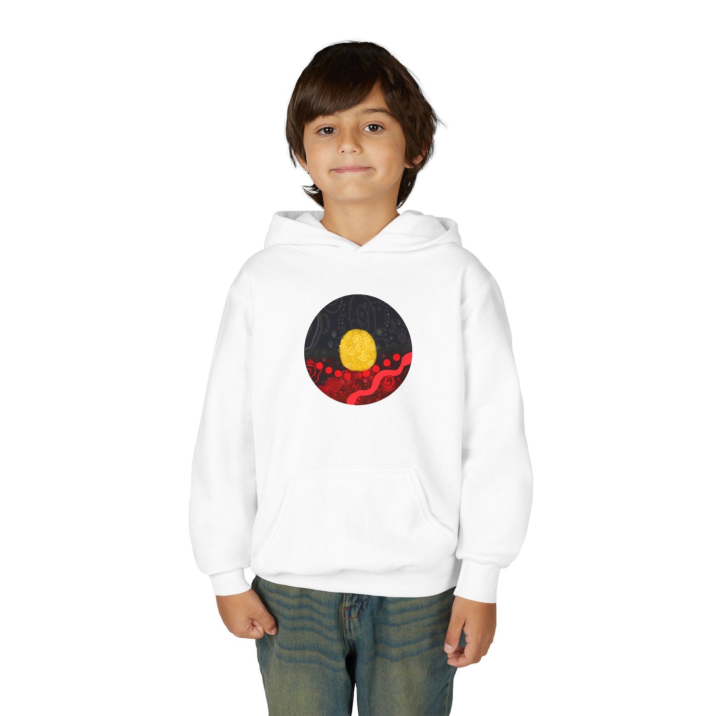 Aboriginal Flag Artwork - Kids Hoodie (Circle)