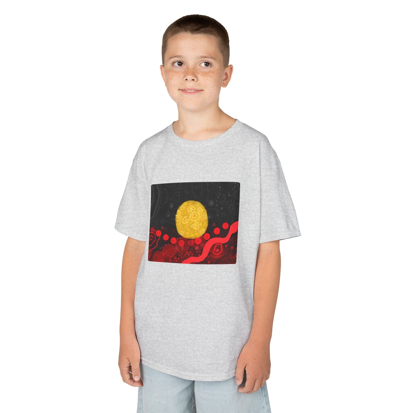 Aboriginal Flag Artwork - Kids Heavy Cotton™ Tee (Rectangle)