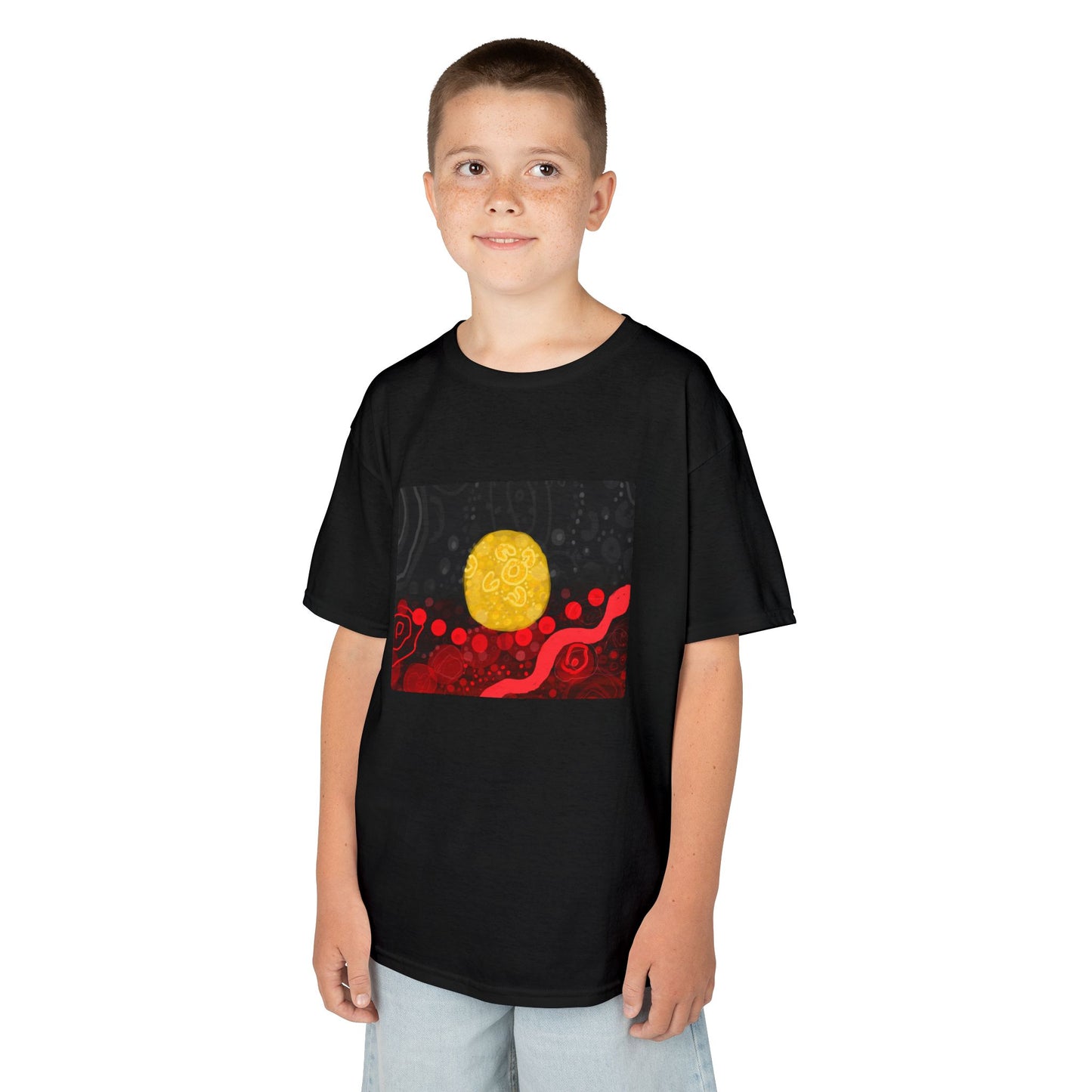 Aboriginal Flag Artwork - Kids Heavy Cotton™ Tee (Rectangle)