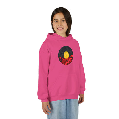 Aboriginal Flag Artwork - Kids Hoodie (Circle)