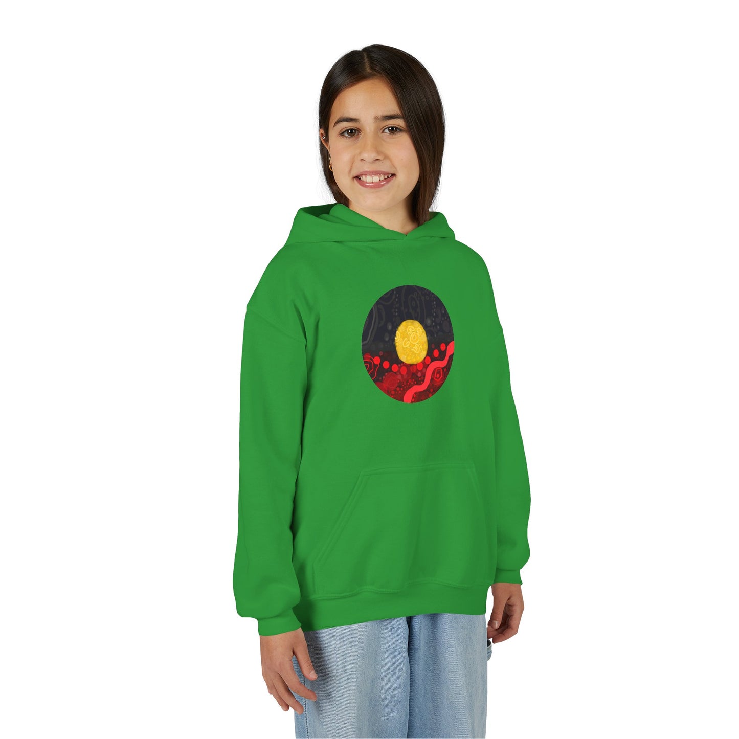 Aboriginal Flag Artwork - Kids Hoodie (Circle)