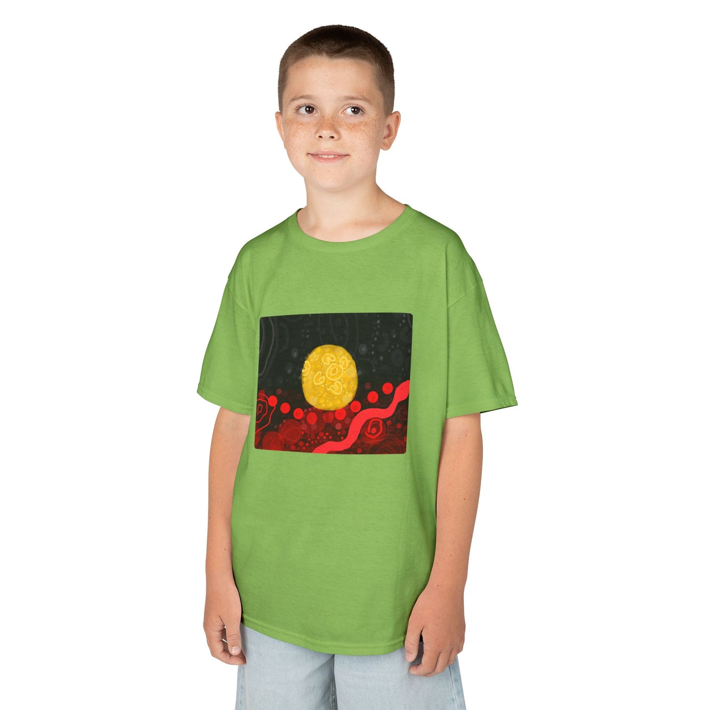 Aboriginal Flag Artwork - Kids Heavy Cotton™ Tee (Rectangle)
