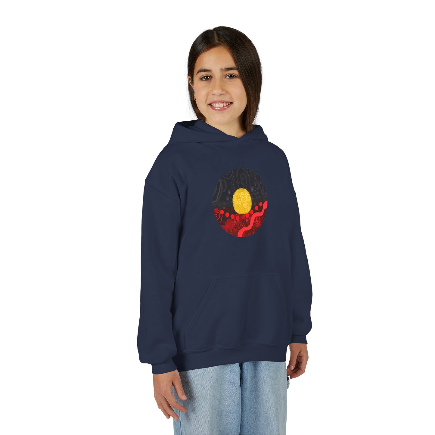 Aboriginal Flag Artwork - Kids Hoodie (Circle)
