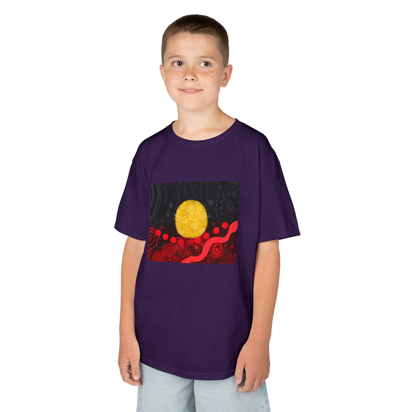 Aboriginal Flag Artwork - Kids Heavy Cotton™ Tee (Rectangle)