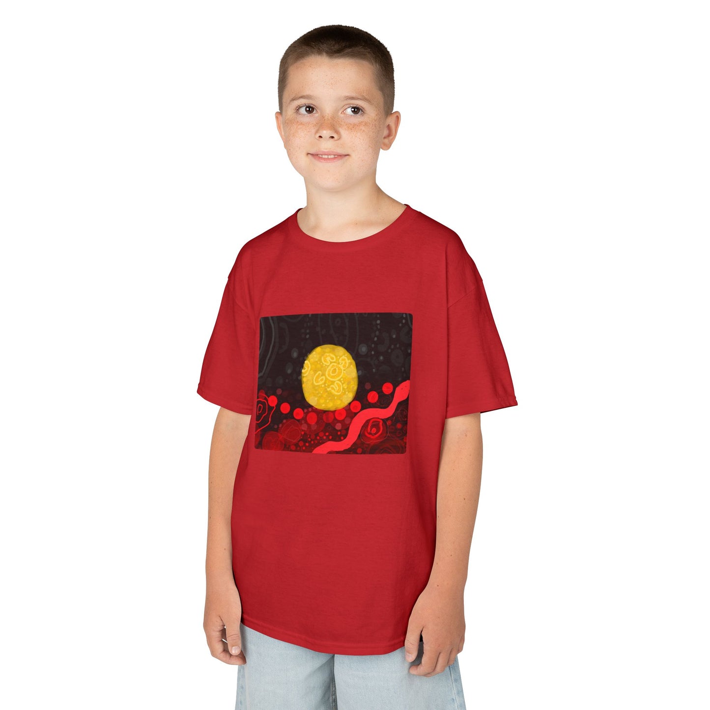 Aboriginal Flag Artwork - Kids Heavy Cotton™ Tee (Rectangle)