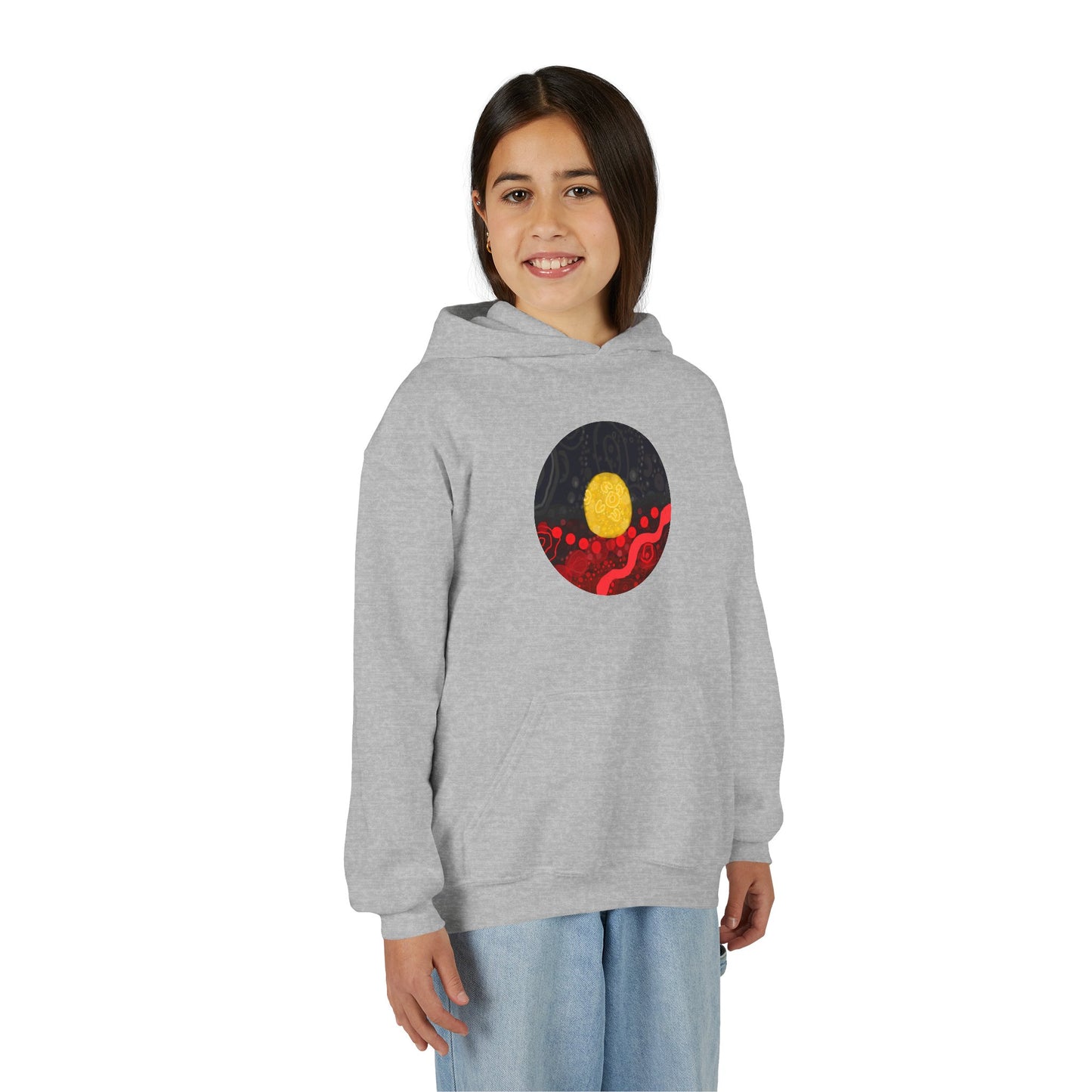 Aboriginal Flag Artwork - Kids Hoodie (Circle)