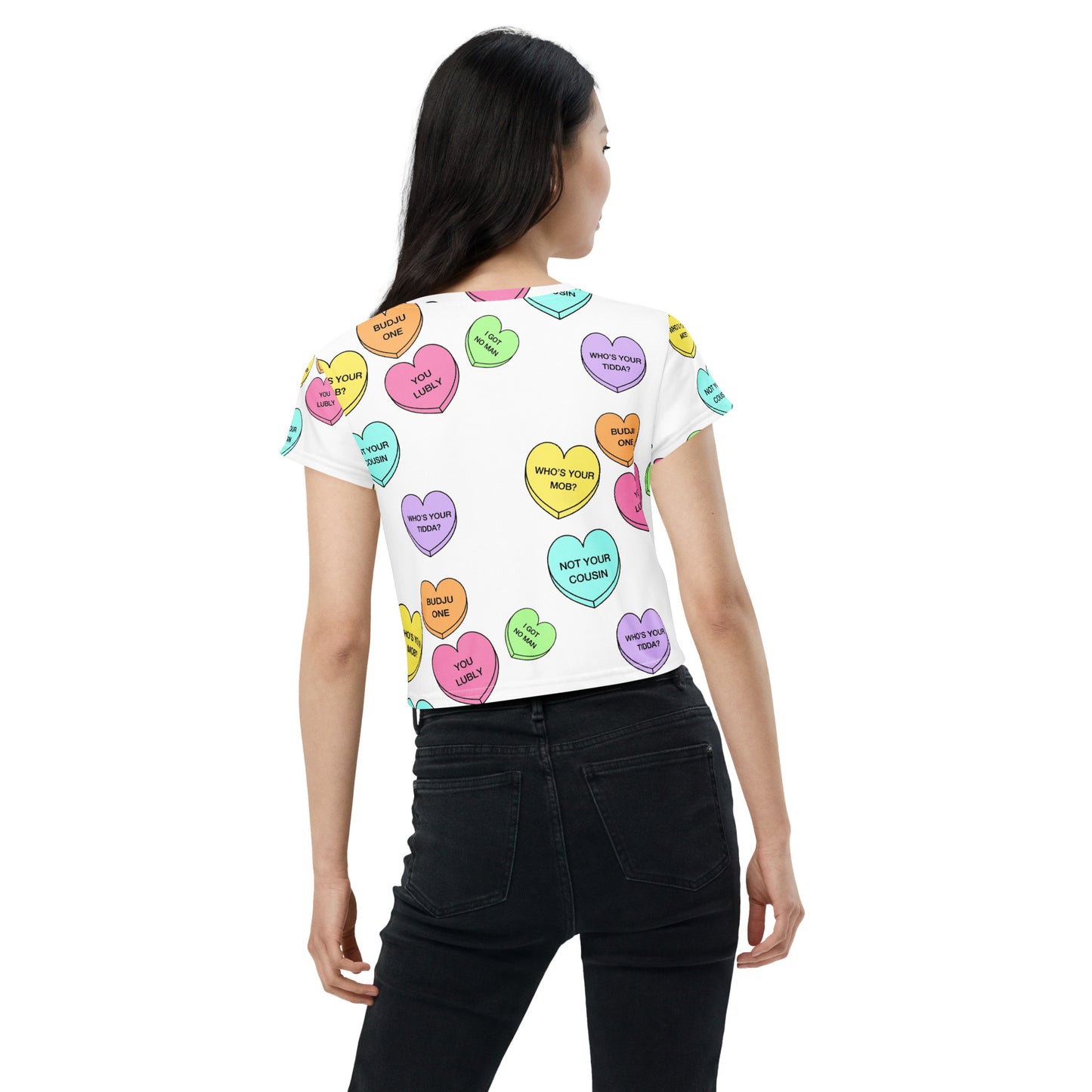 All-Over Print Crop Tee (Candy Hearts) (Mob Only)