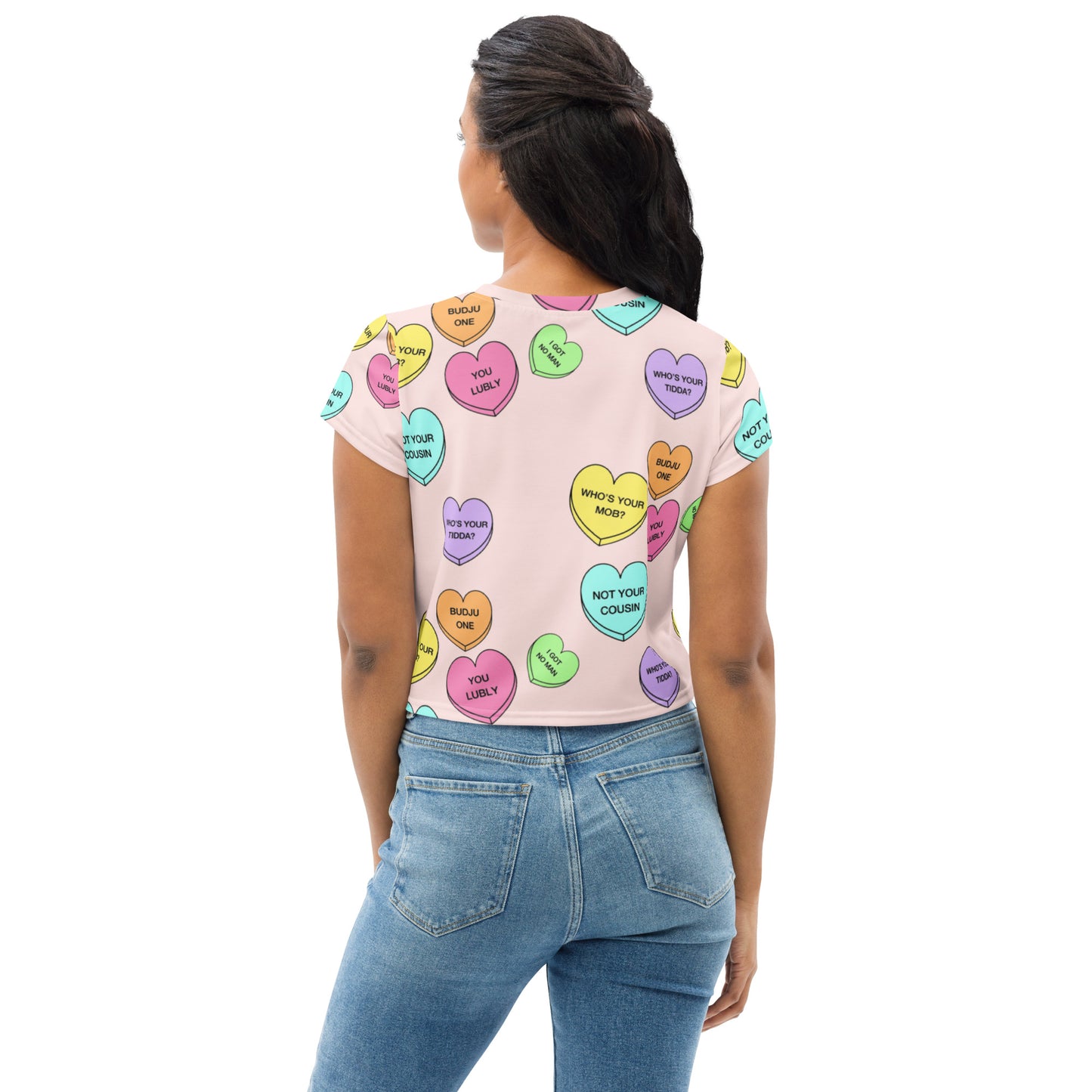 All-Over Print Crop Tee (Candy Hearts) (Mob Only)