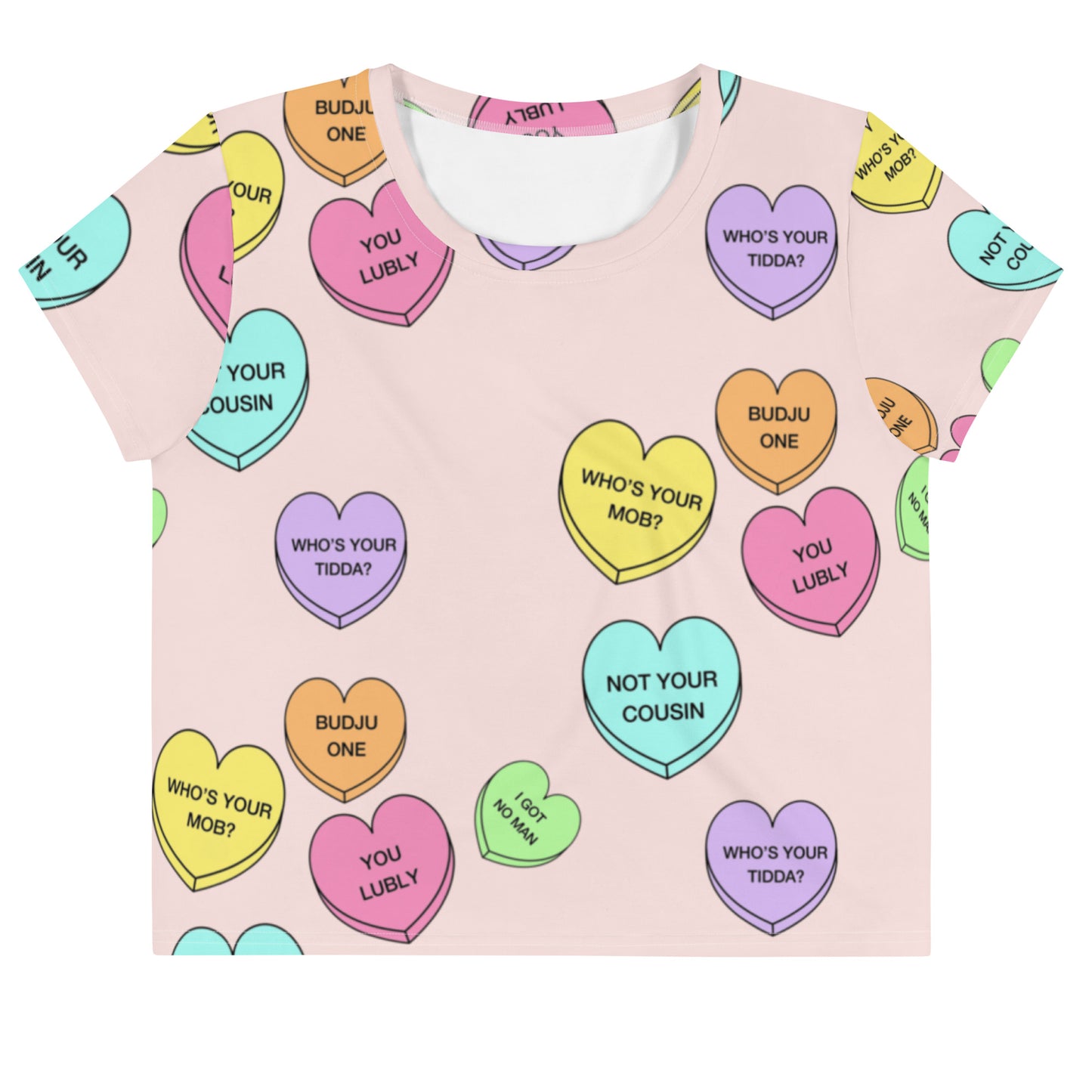 All-Over Print Crop Tee (Candy Hearts) (Mob Only)