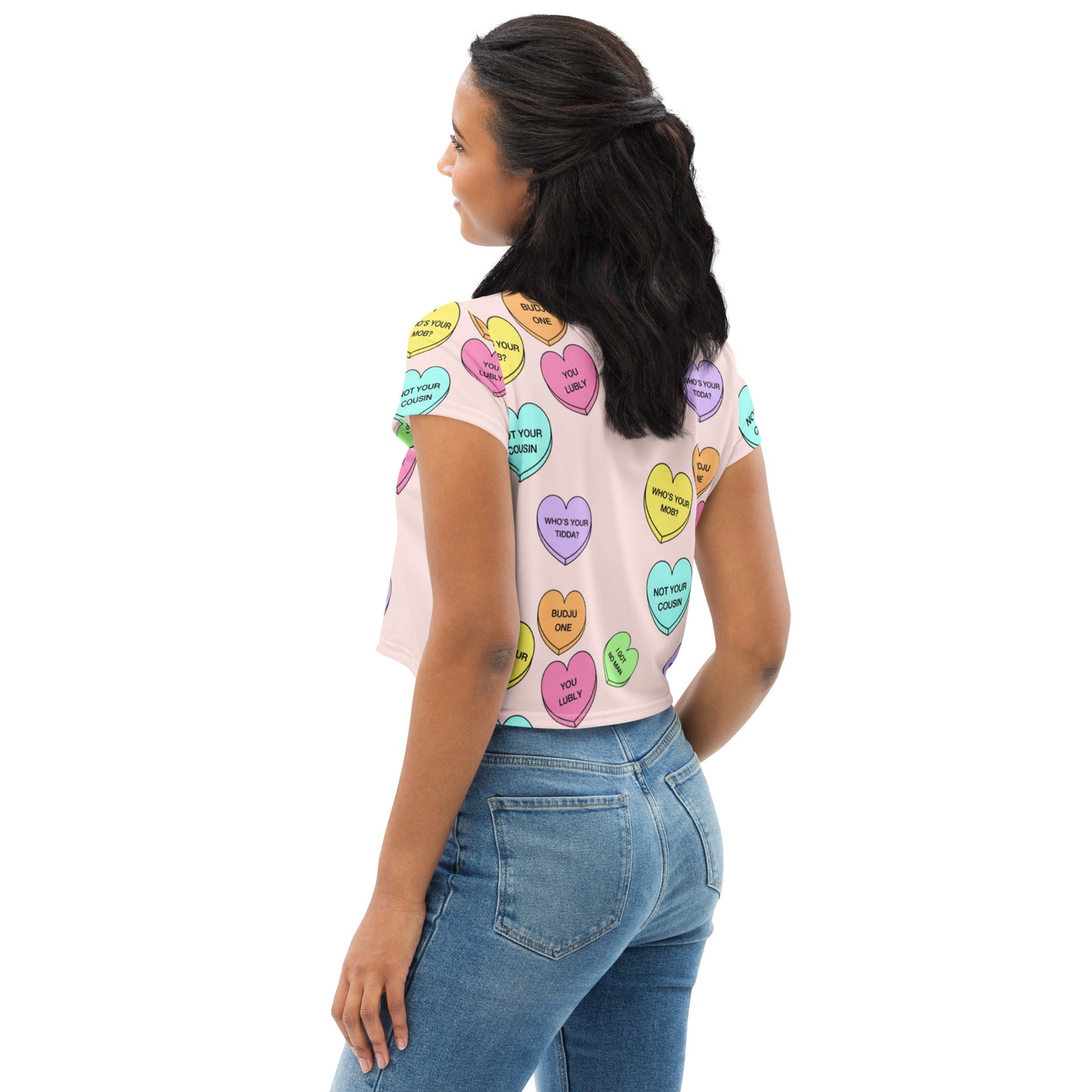 All-Over Print Crop Tee (Candy Hearts) (Mob Only)