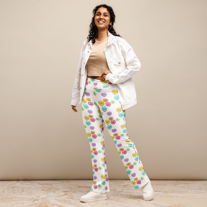 Flare leggings - Candy Hearts in White