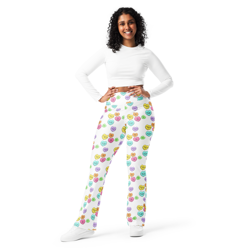 Flare leggings - Candy Hearts in White