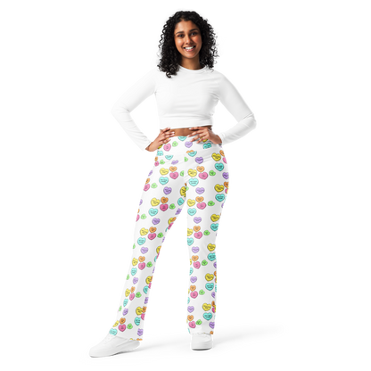 Flare leggings - Candy Hearts in White
