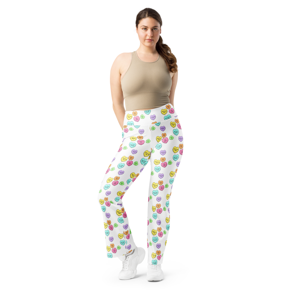 Flare leggings - Candy Hearts in White