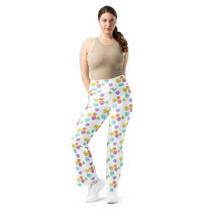 Flare leggings - Candy Hearts in White